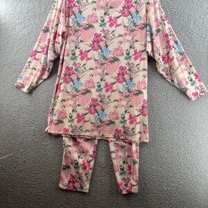 Vintage In Resource Floral Long Sleeve Top & Pants Lounge Wear Set Size Small